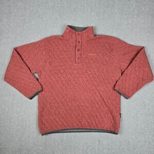 Orvis Mens Medium Outdoor Quilted Snap Sweatshirt Red/Salmon